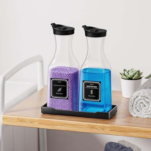 35oz Laundry Detergent Dispenser,Liquid Container,Black with Plastic Tray - Image 6