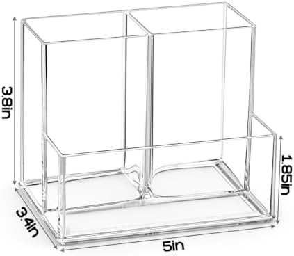 Vowcarol Clear Acrylic Remote Control Holder, 3 Compartments (2 Tall + 1 Low), Small Footprint, Tabletop Storage for TV, AC & Small Items - Image 5
