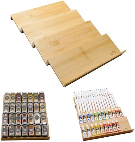 Sweet Living 4 tier spice rack drawer organizer for Kitchen Cabinets | Wooden spice drawer organizer, Space-Saving kitchen drawer organizer for Neat In-Drawer Spice Storage - Image 4