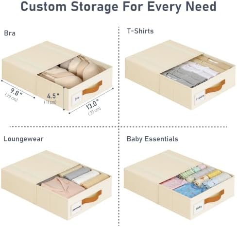 DIMJ Underwear Drawer Organizer, Stackable Bra Organizer for Closet, 4 Pack, Beige - Image 2