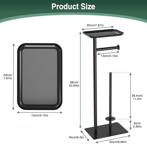 Toilet Paper Holder Stand with Top Storage Shelf - Image 6