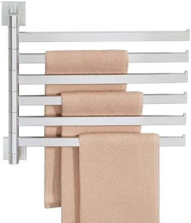 Alise 6 Arm Swivel Towel Rack, Swivel Towel Bar Brushed Nickel, 13.6 Inch by Alise