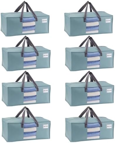 VENO Heavy Duty Moving Bags, Storage Bags, Clear Window, Light Blue, 8 Pack by Veno
