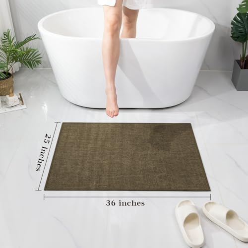 chakme Bathroom Rugs Mat 36x24, Ultra Thin Non Slip Bath Mat Large Quick Dry Absorbent Bath Mat for Bathroom Floor, (Brown, 36"x24") - Image 2