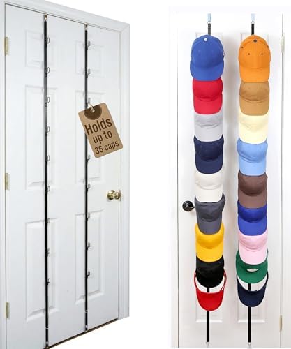 Perfect Curve CapRack Over-The-Door Hat Organizer for Baseball Caps, 2 Straps, Holds 18-36 Caps by PerfectCurve