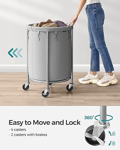 SONGMICS Laundry Basket with Wheels, 29 Gal., Steel Frame, Removable Bag - Image 4