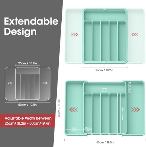 Aujen Silverware Drawer Organizer, Adjustable Utensil Cutlery Tray - Image 2