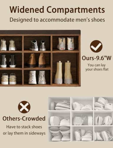 DINZI LVJ Shoe Storage Bench with Cushion, 15-Cubby Shoe Rack with Seat - Image 4