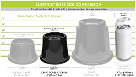 Slipstick CB672 Premium 3 Inch Bed Risers/Furniture Raisers with Steel Reinforced Caster Wheel Holder Top, Lifts Height 3" (4 Pack) Supports 2,640 Pounds, Black, Stackable with CB671 - Image 6
