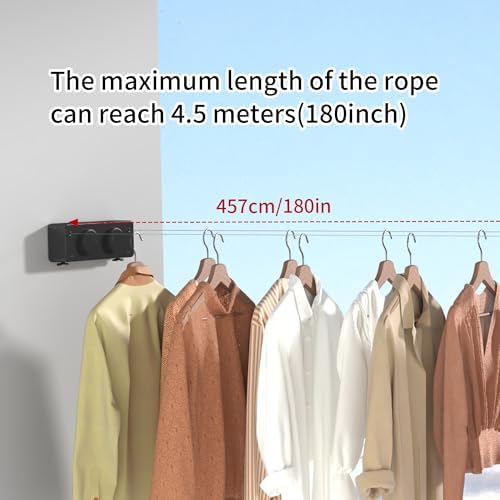 JOOM Double Retractable Clothesline, 2 x 13.8 FT, 40 LB Heavy-Duty, Black - Image 4