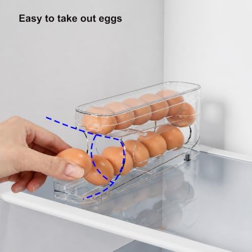 Egg Holder with Lid for Fridge, FIFO Egg Roller for Eggs 12 Count, Clear - Image 5