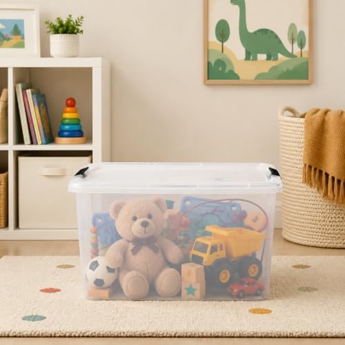60 Qt Clear Plastic Storage Bin with Secure Latching Lid, Stackable Tote - Image 3