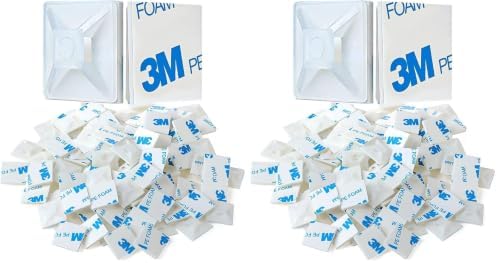 XHF 100 PCS 1.1" White Self Adhesive Cable Zip Tie Mounts Wire Cable Clips Holders Management Anchors Organizer Holders Squares(HS-102) (Pack of 2) by XHF