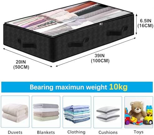 BiCINE 90L Under Bed Storage Containers, 4 Pack Foldable Closet Organizers and Storage Bins with Lid Clothes Underbed Storage Bags for Wrapping Paper, Blanket, Comforter, Towels, Sweaters, Pillows - Image 4