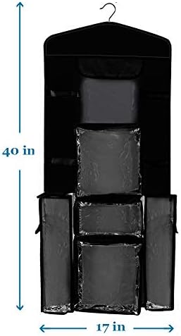 ProPik Hanging Double Sided Wrapping Paper Storage Organizer With Multiple Pockets Organize Your Gift Wrap, Gift Bags Bows Ribbons 40"X17" Fits 40 Inch Rolls Clear PVC Bag (Black) - Image 4
