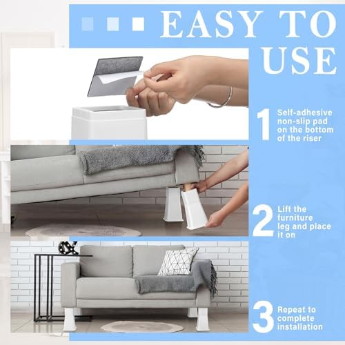 Novabright 12 Inch 4 Pack College Dorm Bed Risers,White - Image 5