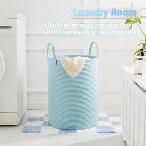 Laundry Basket,Woven Cotton Rope Laundry Hamper,40L for Decor Storage of Dirty Clothes,Toys and Blankets in Bathroom,Baby Room and Living Room - Image 5