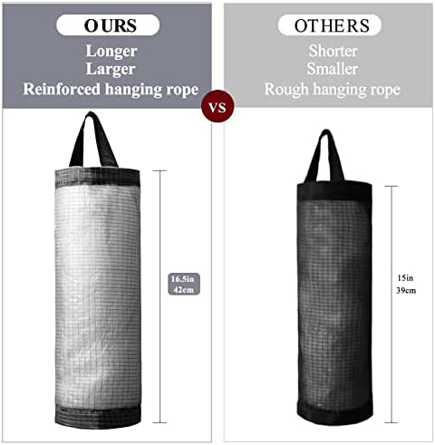 TOGETRUE Plastic Bag Holder, Mesh Grocery Bag Holder Hanging Storage Bag Dispenser (Dark Grey 2 Packs) - Image 2