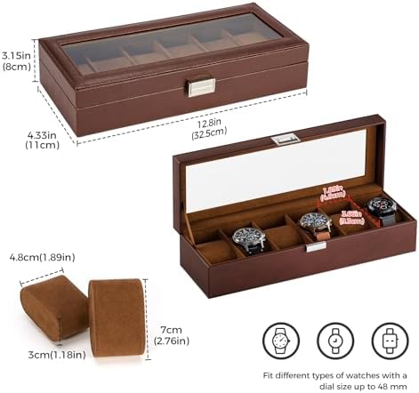 ProCase Watch Box, 6 Slot Mens Watch Display Case, Espresso - Image 5
