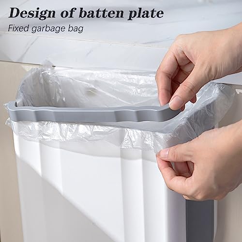 2 Pack Kitchen Hanging Trash Can, 2.4 Gallon / 9L Collapsible Waste Bin, Small Kitchen Compost Bin for Food Scraps, Wall Mounted Garbage Can for Bathroom, Car, RV（Grey） - Image 5