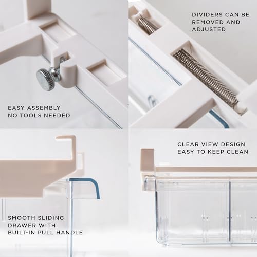 BINO | Pull-out Fridge Organizer | THE HANGER COLLECTION | Fridge Drawer Organizer with 2 Dividers | Clear Pantry Drawer Organizers | Shelf Holder Storage Drawers for Fruits, Veggies & Drinks - Image 5
