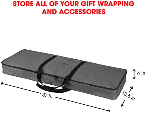 Christmas Wrapping Paper Storage Bag with Pockets | Gift Wrap Organizer Container | 37” x 14” x 4” | Underbed Durable Box Made of 600D Oxford Material (Gray) - Image 2