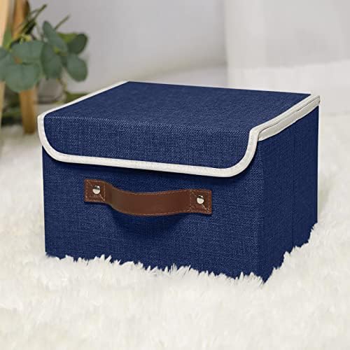 ANMINY Fabric Storage Box Bins with Lids, Blue, 10"x8"x7" - Image 6