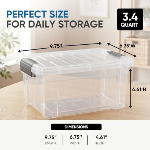 Superio 3.4 Quart Clear Plastic Storage Boxes with Lids, Stackable Organizer Containers, BPA-Free Storage Bins for Home, Office, School & Dorm, 1 Pack - Image 2