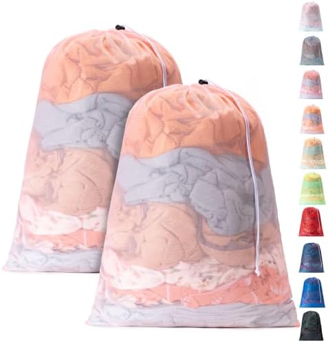 2 Pack Mesh Travel Laundry Bag 24" x 36"Extra Large Dirty Clothes Organizer by Unknown
