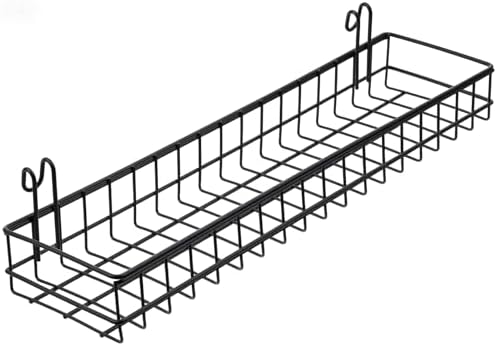 4 Pcs Black Metal Grid Wall Baskets with Hooks, Hanging Wire Storage Organizer Shelf for Kitchen Bathroom Office, 15.75 x 3.94 x 1.97 Inch - Image 7