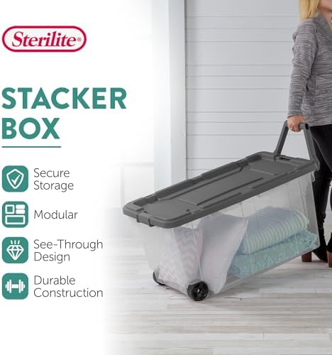 Sterilite Modular Stacker Box with Latching Lid, 40 Quart, 4-Pack - Image 3