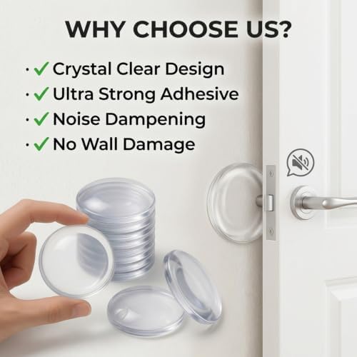 12 Pack Silicone Door Stoppers, 2 Inch Clear Wall Protectors for Door Knobs - Image 3