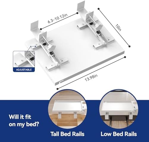 Foldable Metal Dorm Bunk Bedside Shelf with Cup Holder & Slot White - Image 2