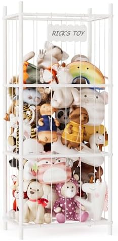 SpaceAid Stuffed Animal Storage Organizer, Wood Animals Zoo Toy Plushies Storage Holder, Large Capacity Plush Toy Cage for Playroom Organization, 22.8" Wide, White by SpaceAid