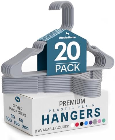 Utopia Home Plastic Hangers 20 Pack – Space Saving Clothes Hanger Grey by UTOPIAHOME