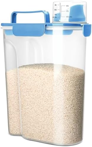 Viretec Rice Storage Container, 5 to 10lb Dry Food Airtight Dispenser, Pet Dog Cat Food Canister, BPA Free Clear Plastic Kitchen and Pantry Organization Bin for Oatmeal, Grain, Cereal, Pasta, Flour by Viretec