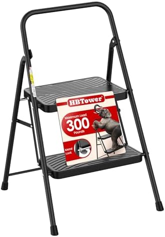 HBtower 2 Step Ladder, Step Stool with Wide Anti-Slip Pedal by HBTower