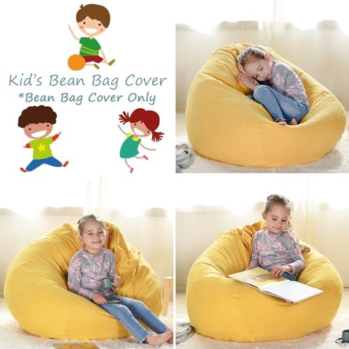 YuppieLife Stuffed Animal Storage Bean Bag Cover, 27" Canvas Toy Organizer - Image 4