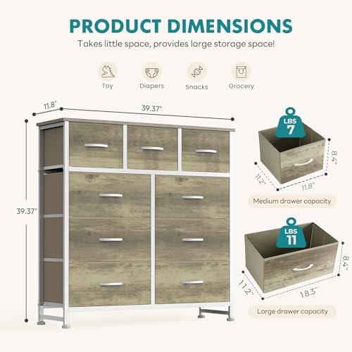 OLIXIS 9 Drawer Tall Dresser for Bedroom, Closet Organizers and Storage - Image 3