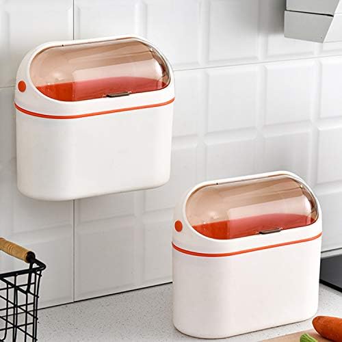 LALASTAR Lint Bin, Mini Desktop Trash Can with Lid for Office Countertop, Mountable Tiny Wastebasket for RV, Dorm, Freezer, Laundry and More (Orange) by LALASTAR