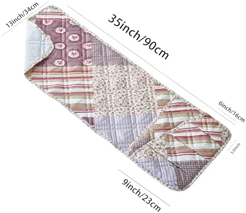 Brilliant Sunshine Pink Rosette & Stripe Couch Armrest Organizer, 35"×13" - Image 3