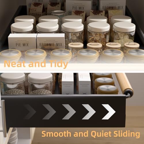 2 Pack 15.3'' Deep Expandable Slide Out Cabinet Shelf No-Drill Pull Out Drawer with Nano Film Adhesive, Heavy Duty Pull Out Tray for Kitchen, Pantry & Bathroom, Black - Image 6