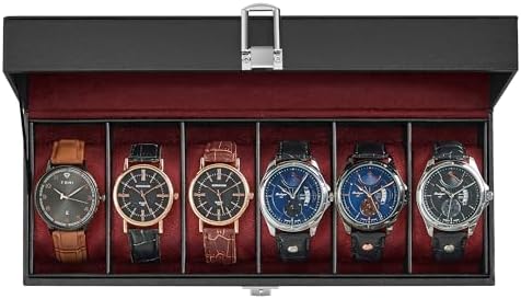 SONGMICS Watch Box, 6-Slot Watch Case with Large Glass Lid by SONGMICSbySONGMICSHOME