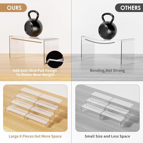 Anglelife 8 Pcs 2 Set Acrylic Display Risers, Acrylic Stands for Display - Image 3