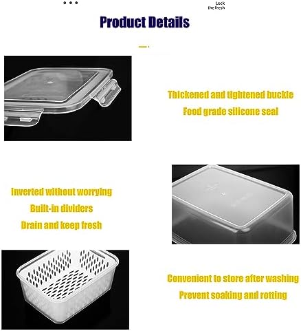 Fruit and Vegetable Storage Containers for Fridge, 6 Pcs/3 Sets Keep Fresh Produce Saver Containers Keeper, Food Storage Containers with Removable Colander (grey) - Image 3