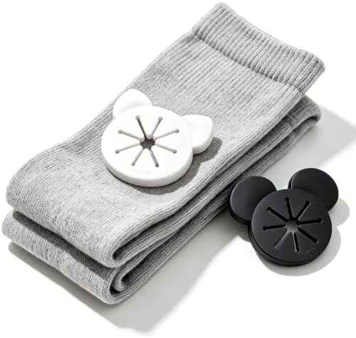 Cooplay 20PCS Sock Rings, Clips, Holders Locks Washing Sorters Laundry Storage Organization for Washing and Dryer Machine, Soft Rubber Keepers, Black Mouse/Bear and White Cat Pattern - Image 4