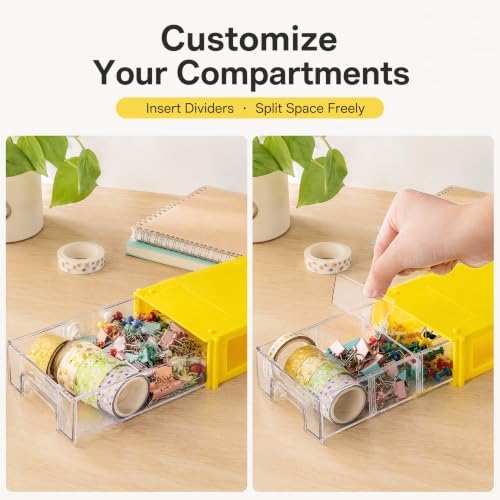 Goaste 20 Pack Drawer Stacking Storage Cabinet, Plastic Desktop Drawer Closet, Small Parts Screw Craft Organizer Container with 40 PCS Clear Dividers & 20 PCS Tag Cards for Home Office School Items - Image 4
