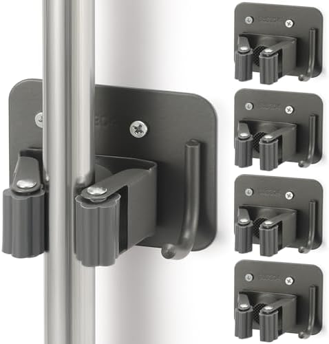 Broom Holder Wall Mount Rack, 304 Stainless Steel Mop and Tool Organizer by Unknown