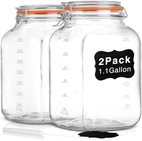 Qianfenie 1.1 Gallon Wide Mouth Airtight Glass Storage Containers with Lids by Qianfenie