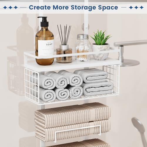 Aetyord Towel Racks for Bathroom Over The Door Towel Racks Towel Storage Organizer with Metal Shelf Basket for Bathroom Rv Camper (7-Tier White) - Image 4